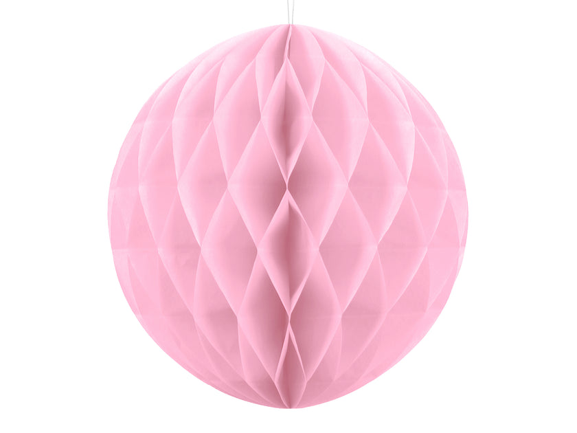 Boule rose pastel de 40 cm en nid d'abeille