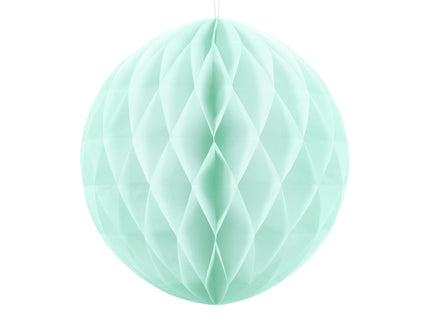 Boule verte menthe pastel de 40 cm en nid d'abeille