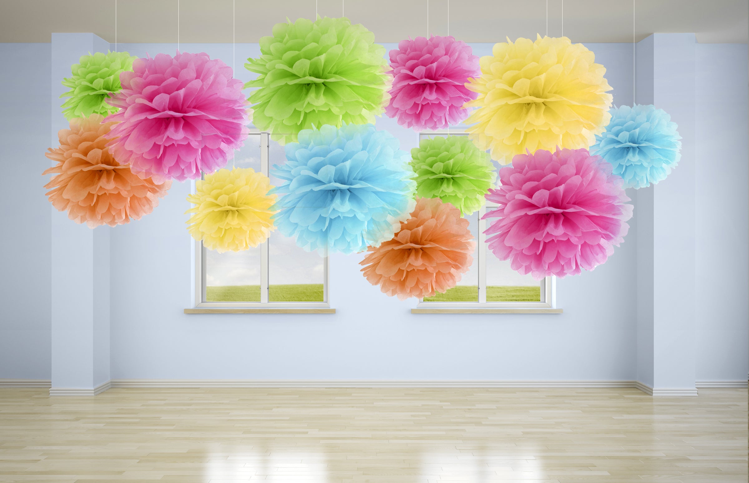 Pompon rose de 25 cm en papier