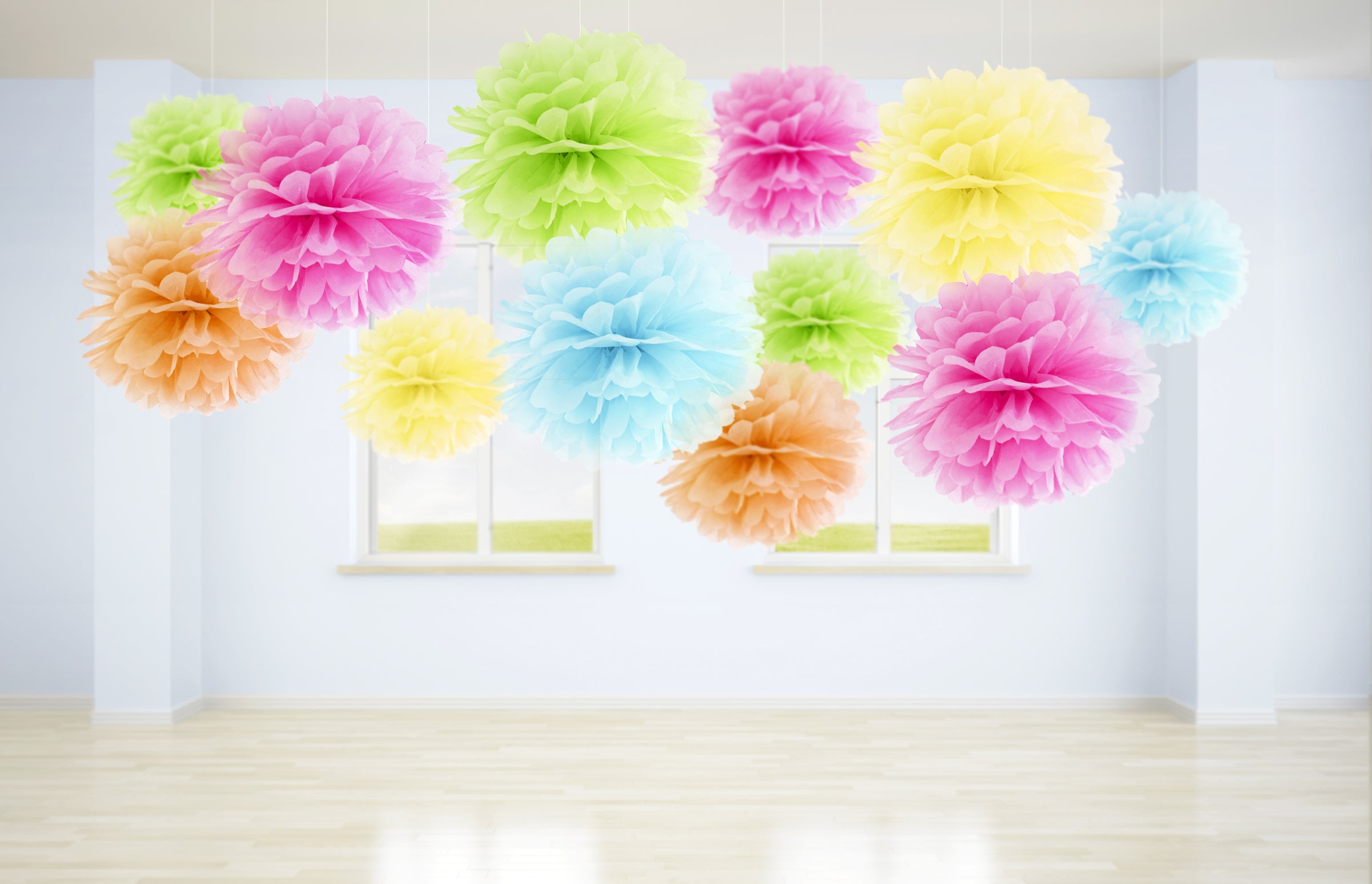 Pompon rose de 25 cm en papier