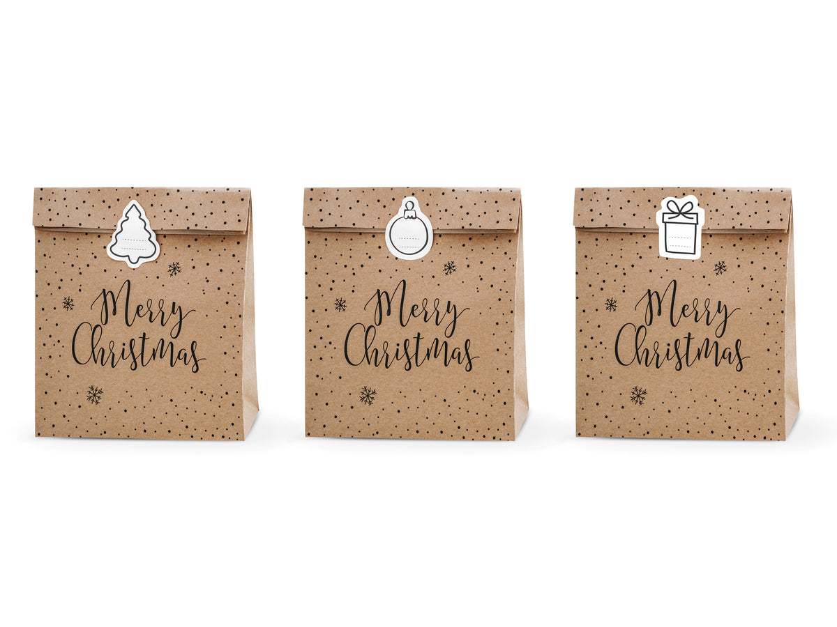 3 sachets cadeaux en papier Kraft 