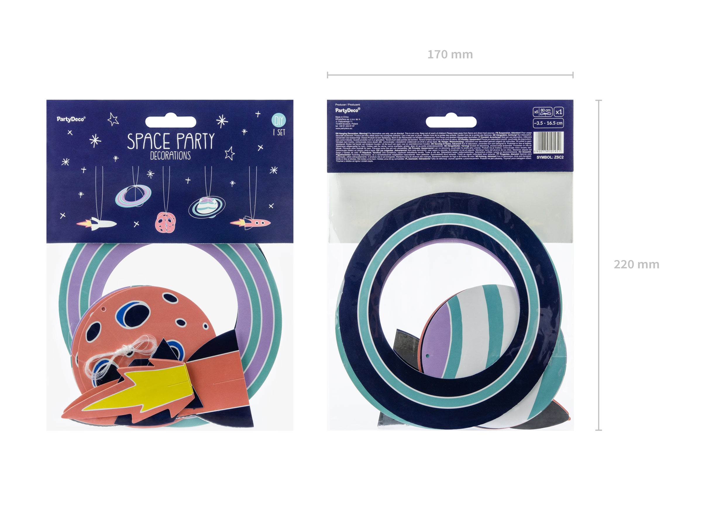 5 suspensions avec figurines de l'espace - Space Party