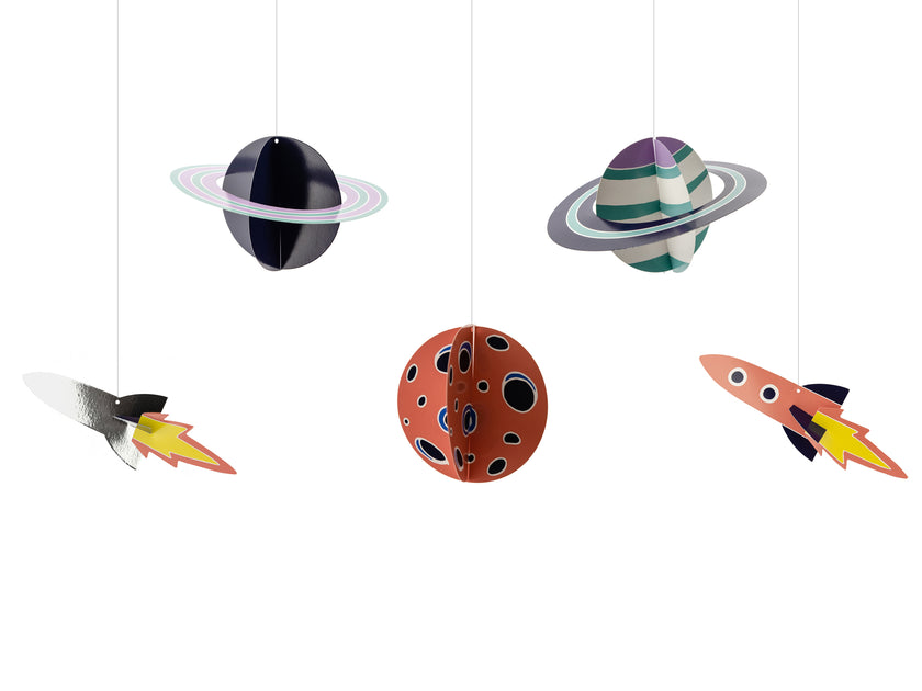 5 suspensions avec figurines de l'espace - Space Party