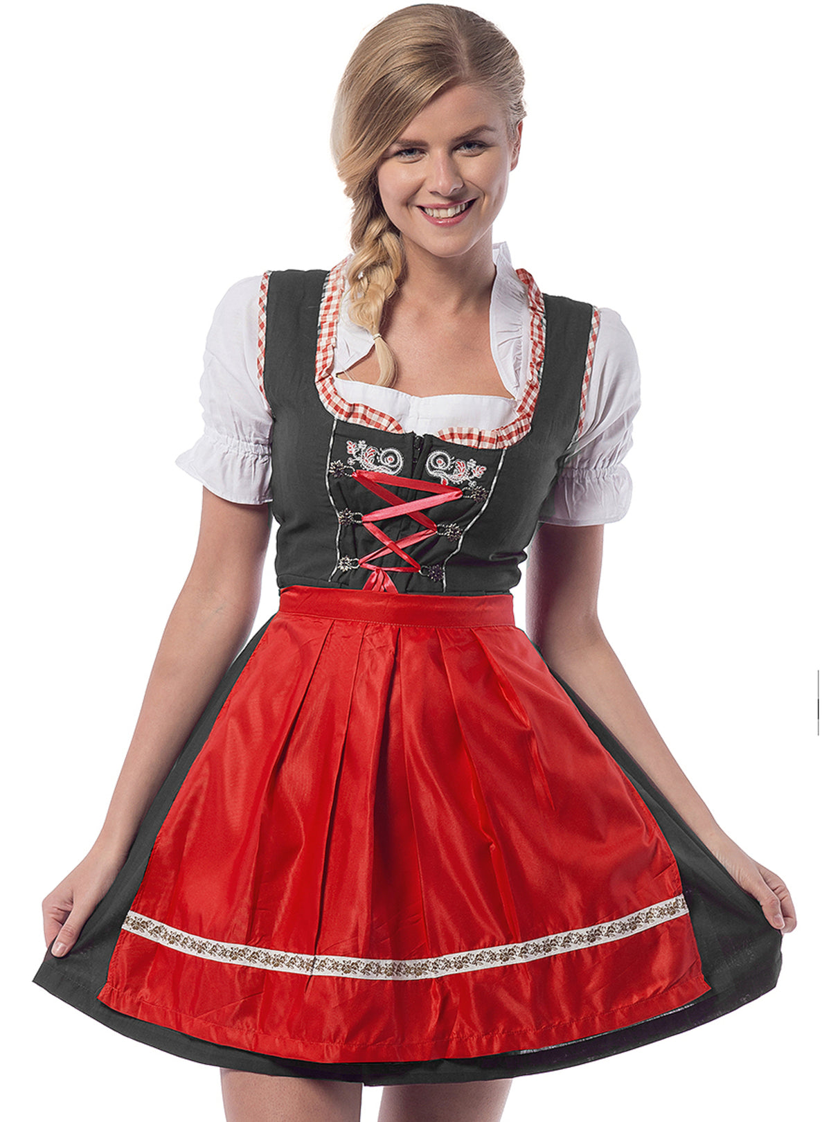 Dirndl Oktoberfest rouge et noir femme