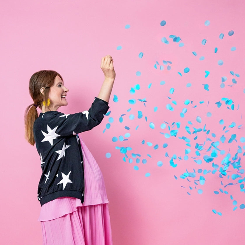 Ballon en latex avec confettis bleu 