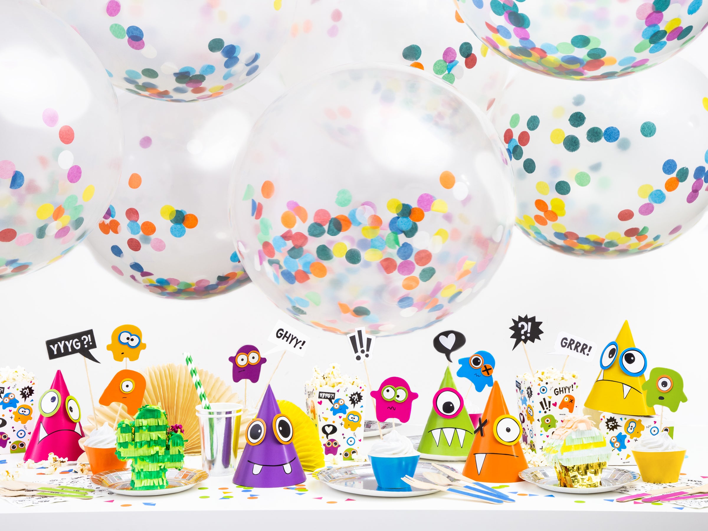 Ballon en latex avec confettis rondes de couleurs