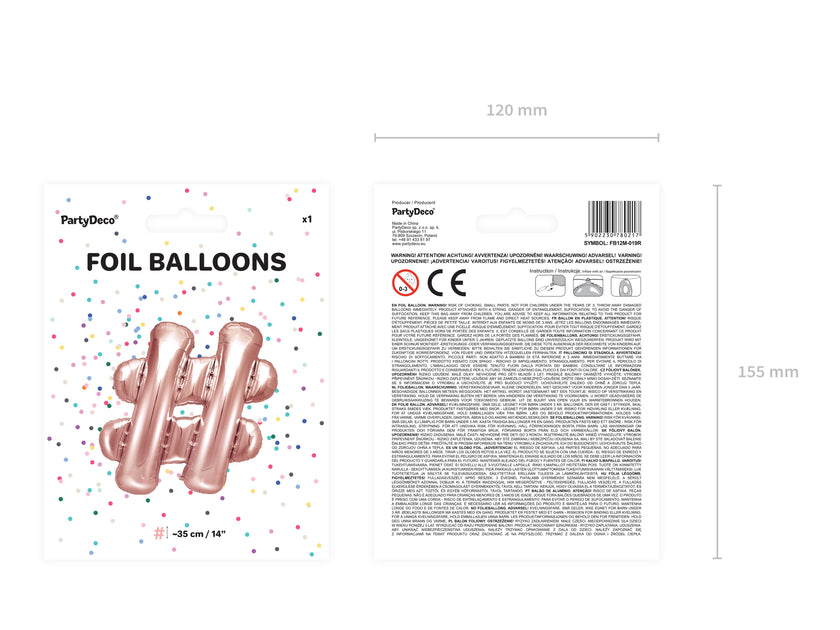 Ballon aluminium hashtag rose gold