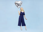 Ballon aluminium en forme de coeur argenté