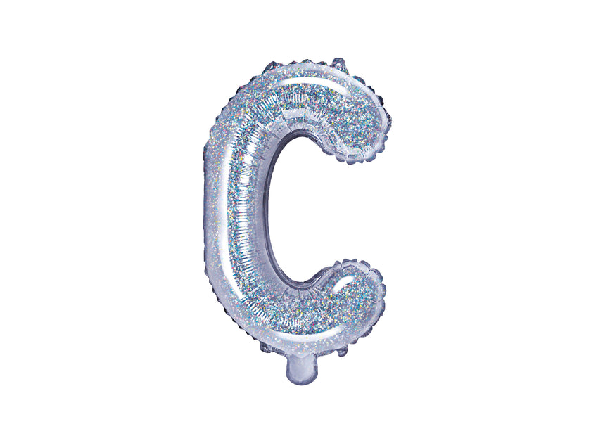 Ballon aluminium lettre C argenté à paillettes