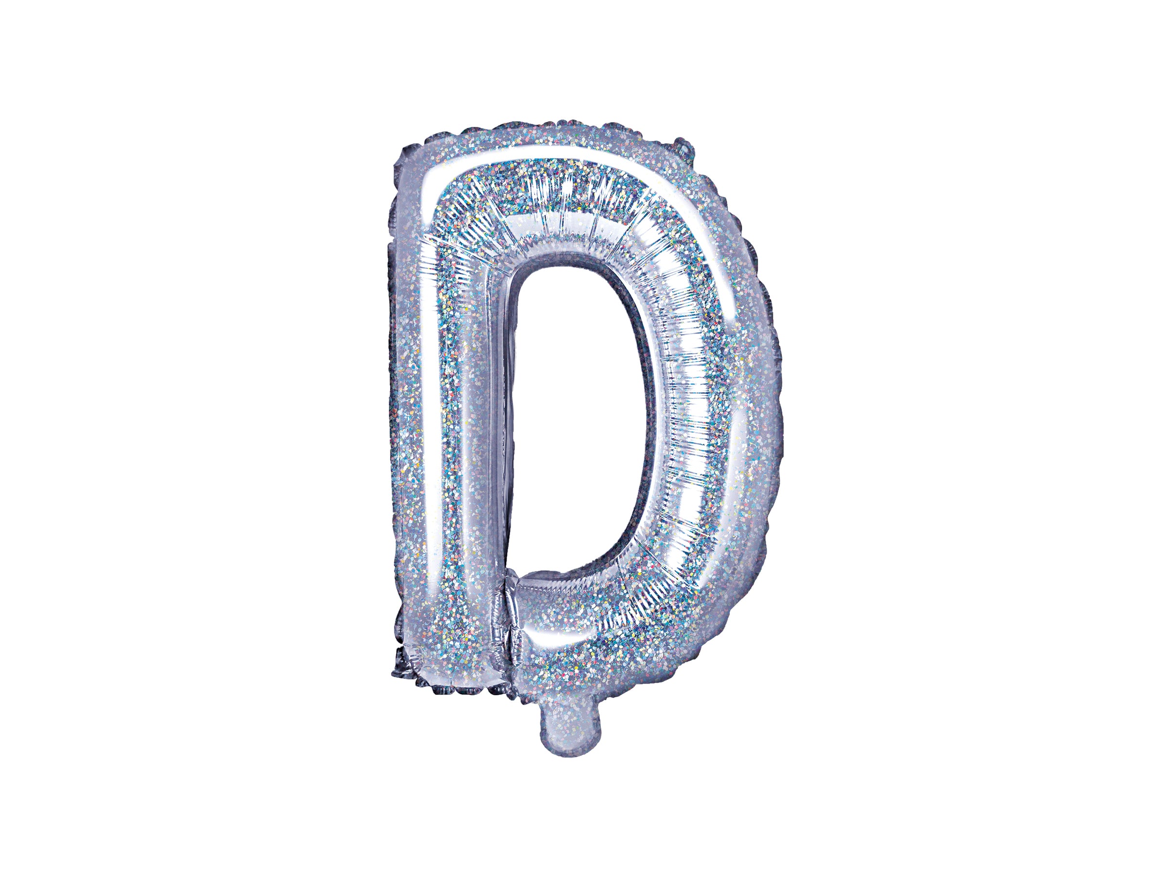 Ballon aluminium lettre D argenté à paillettes