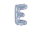 Ballon aluminium lettre E argenté à paillettes