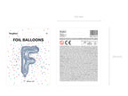 Ballon aluminium lettre F argenté à paillettes