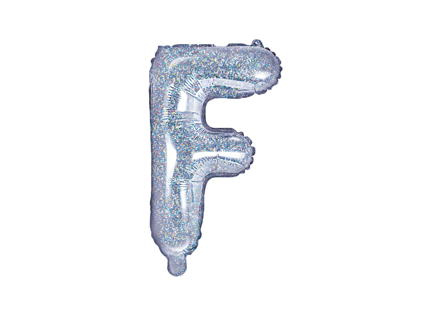 Ballon aluminium lettre F argenté à paillettes