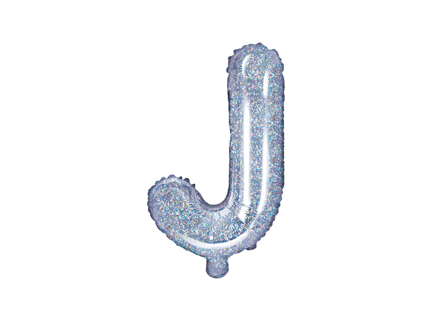 Ballon aluminium lettre J argenté à paillettes