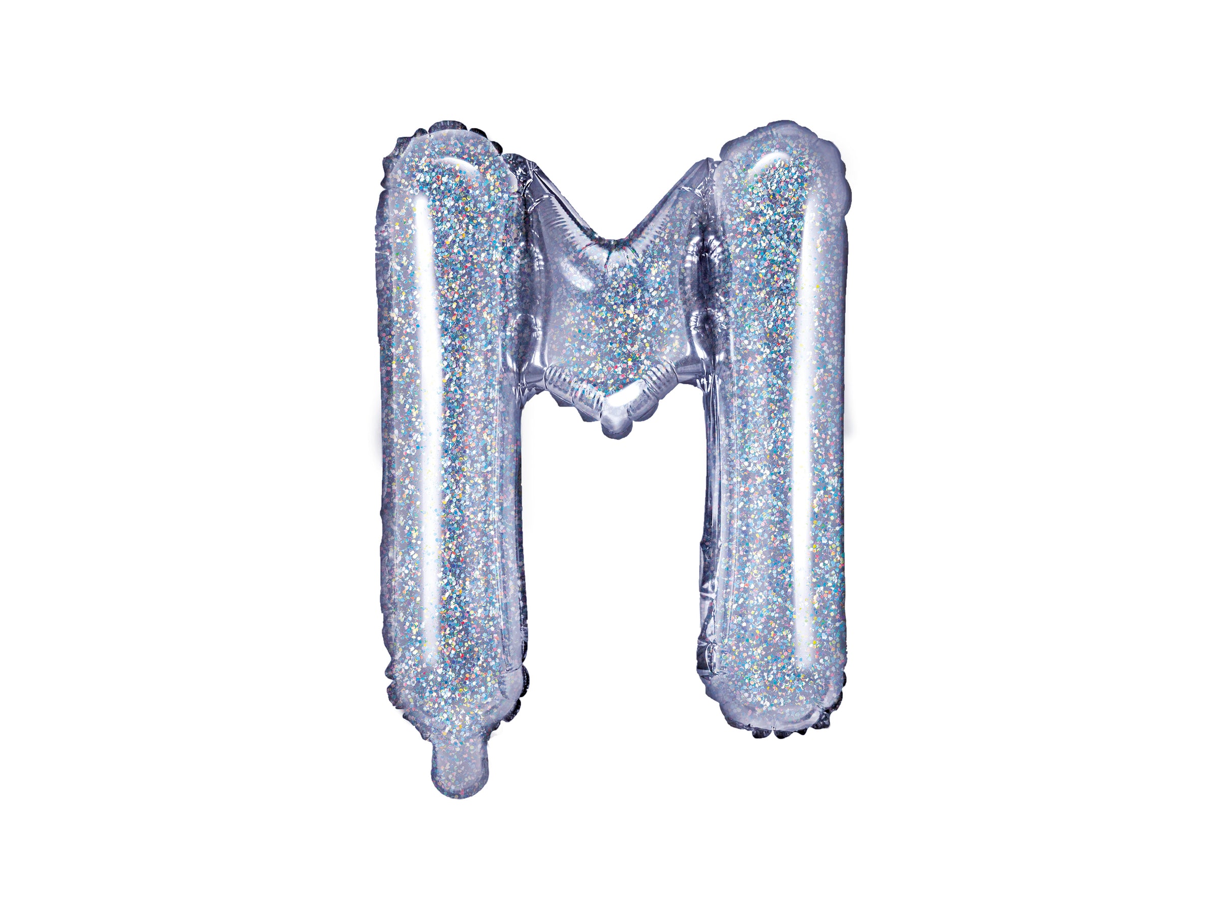 Ballon aluminium lettre M argenté à paillettes
