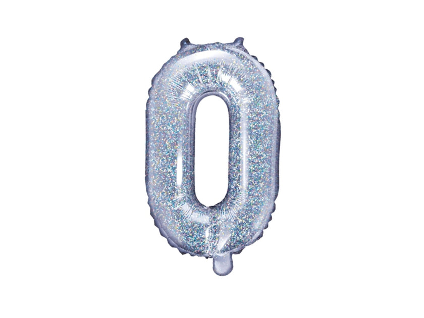 Ballon aluminium lettre O argenté à paillettes