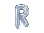 Ballon aluminium lettre R argenté à paillettes