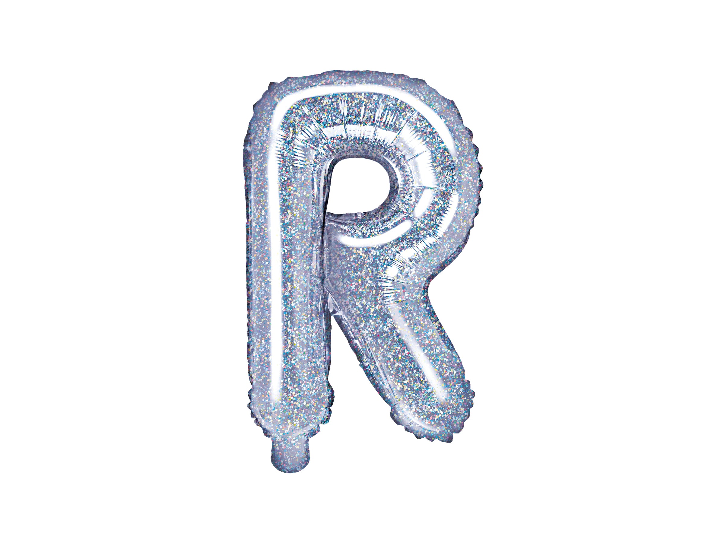 Ballon aluminium lettre R argenté à paillettes