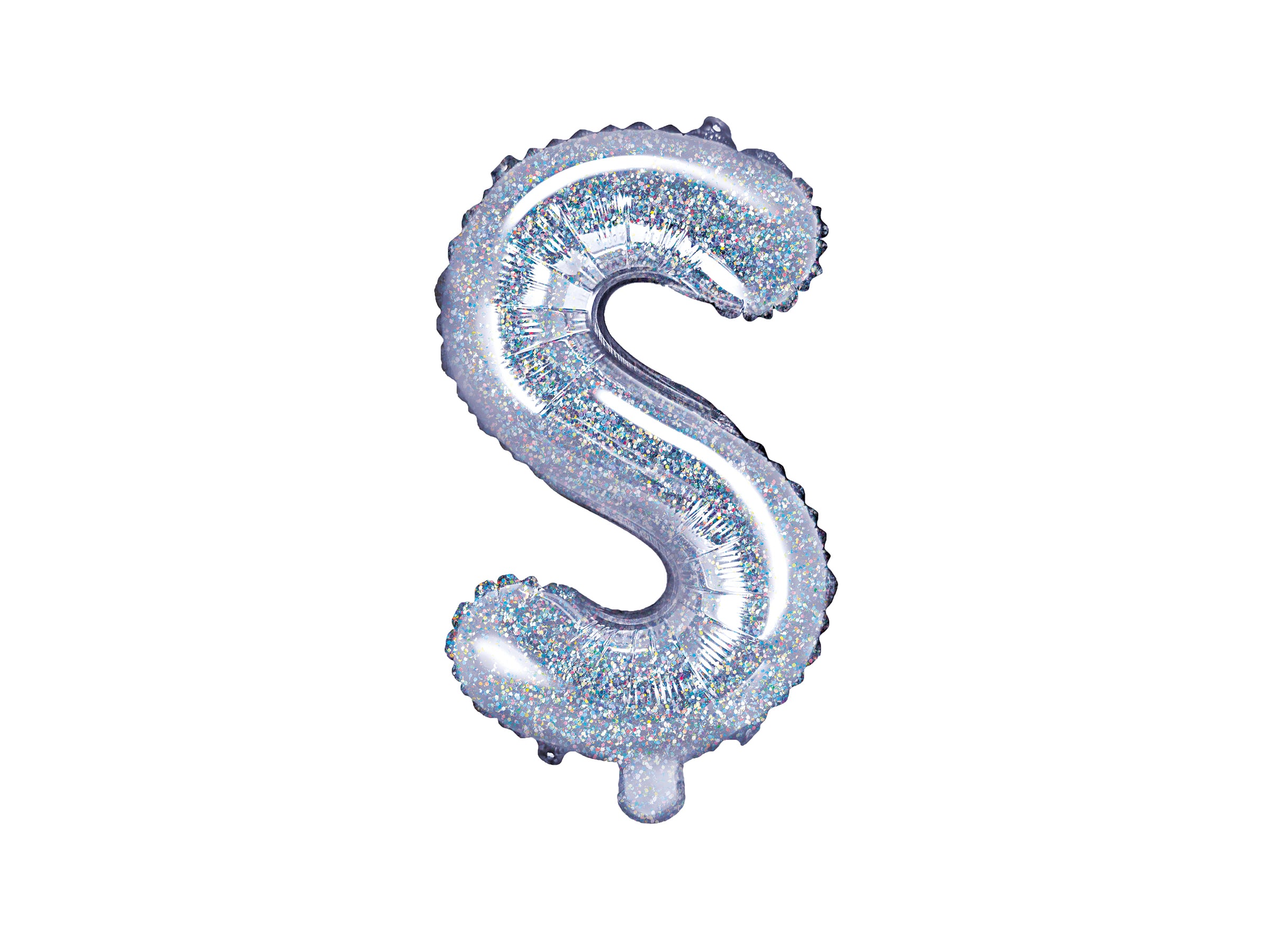 Ballon aluminium lettre S argenté à paillettes