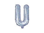 Ballon aluminium lettre U argenté à paillettes