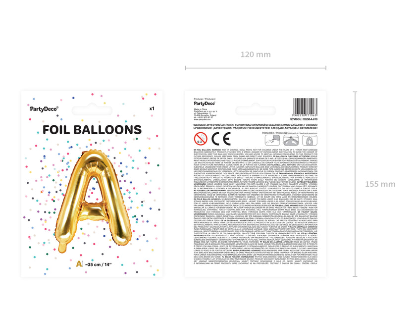 Ballon aluminium lettre A doré