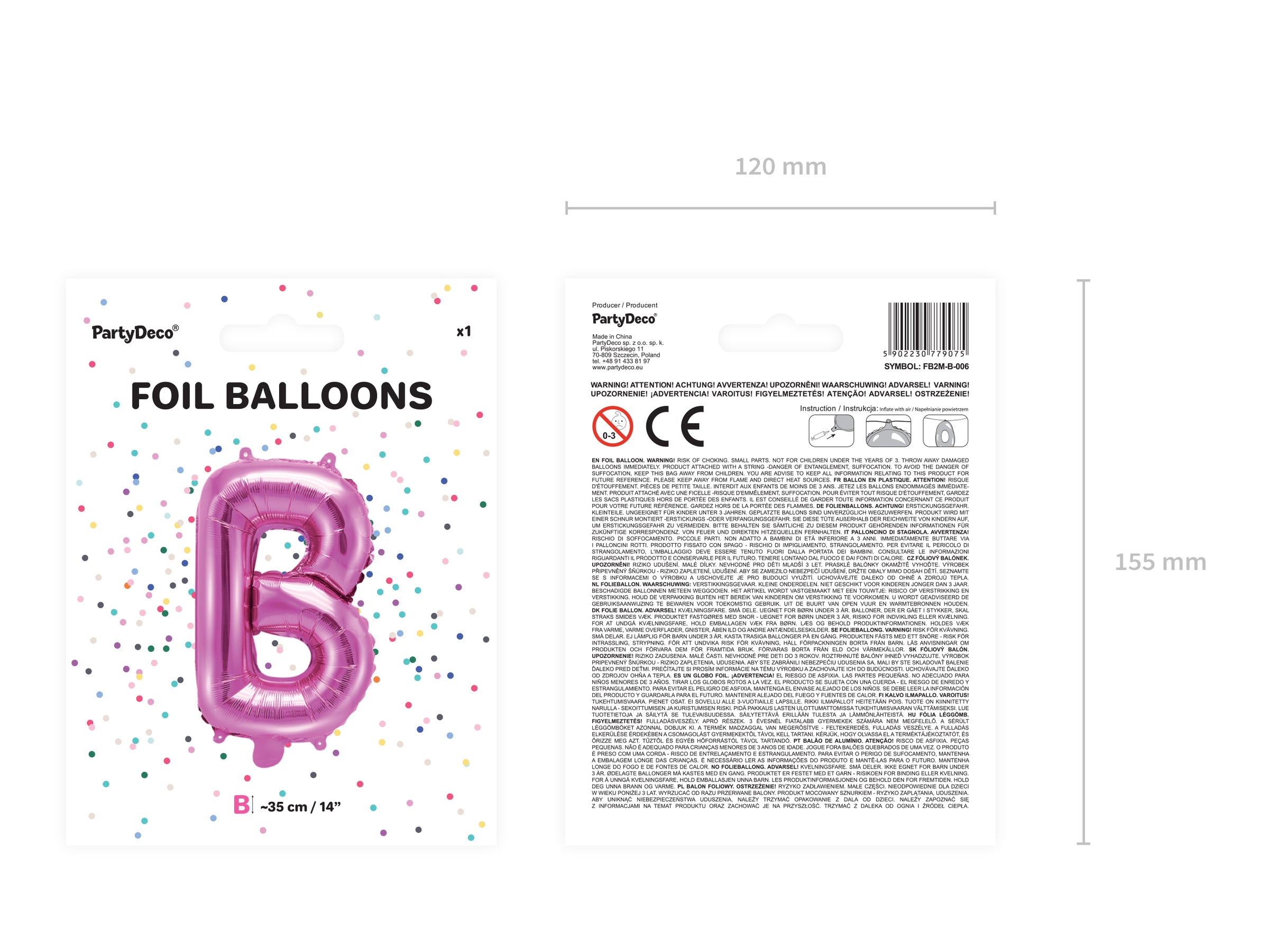 Ballon aluminium lettre B rose foncé (35cm)