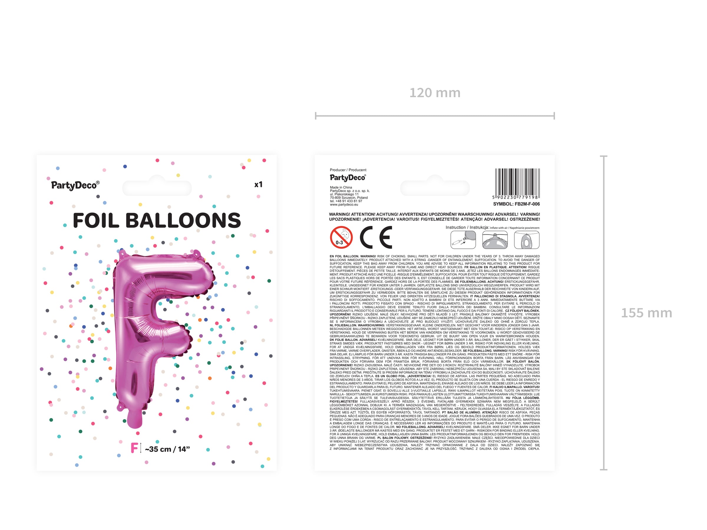 Ballon aluminium lettre F rose foncé (35cm)