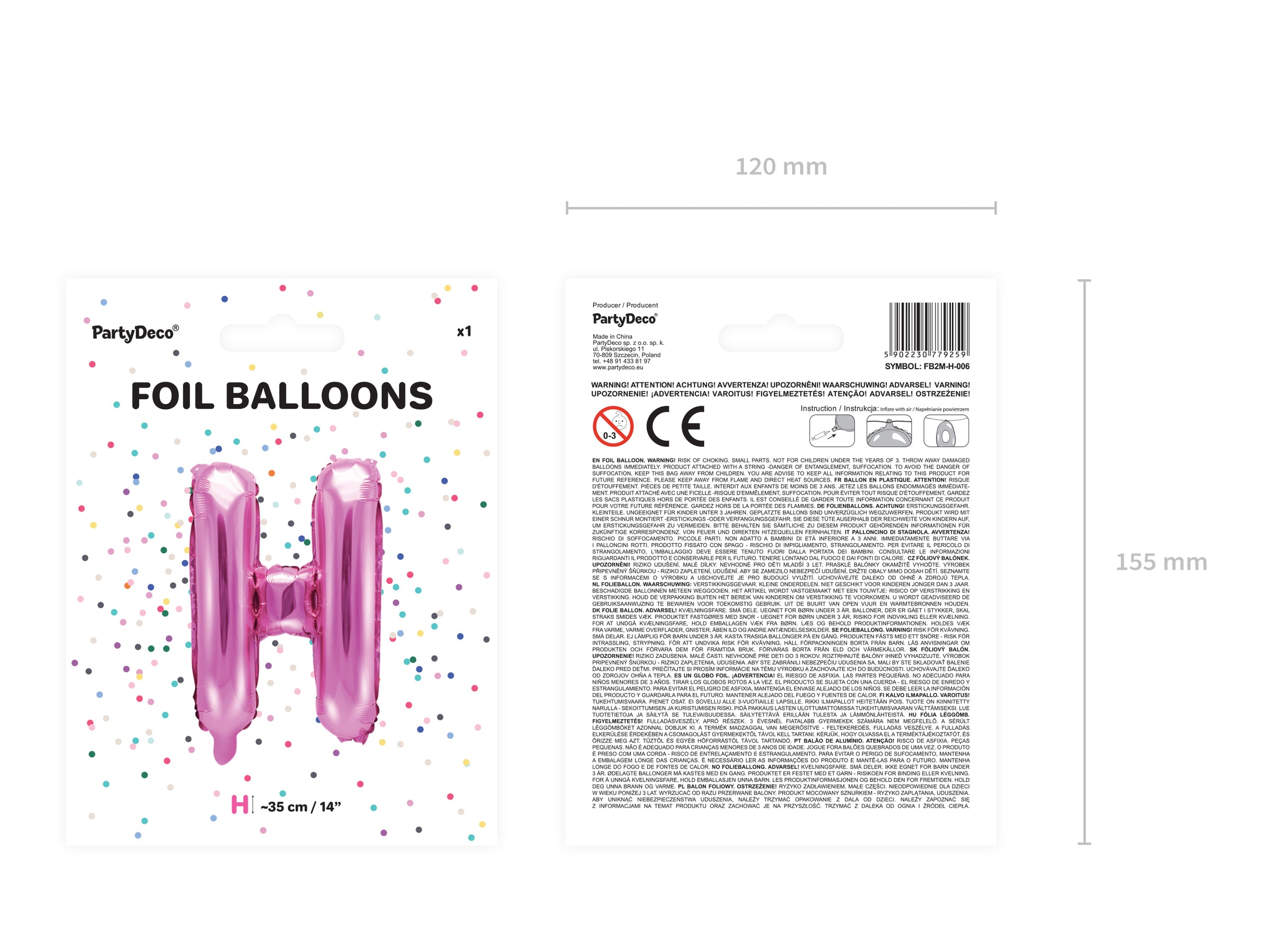 Ballon aluminium lettre H rose foncé