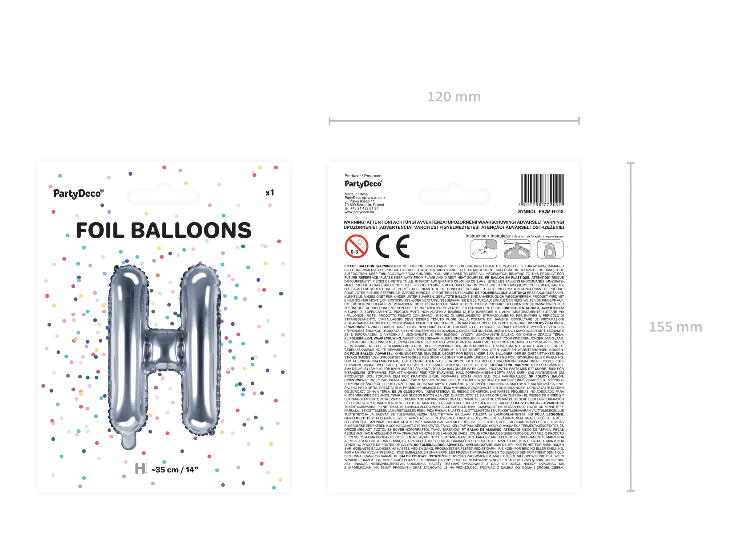 Ballon aluminium lettre H argenté