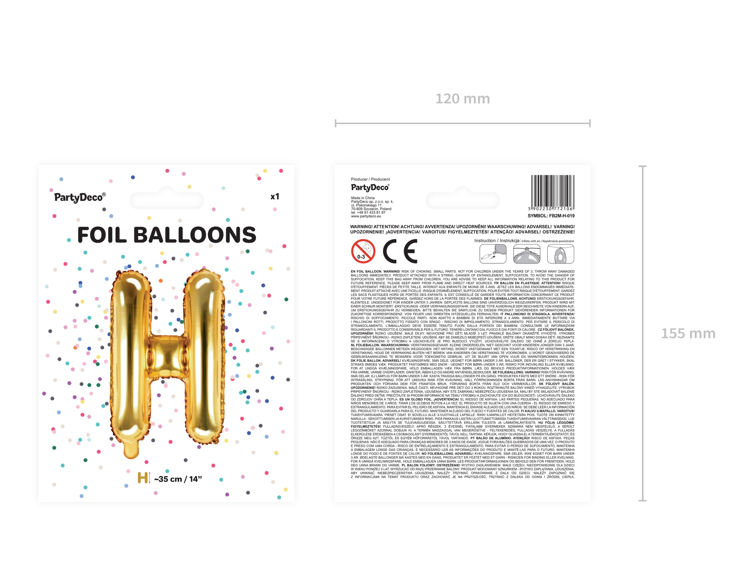 Ballon aluminium lettre H doré