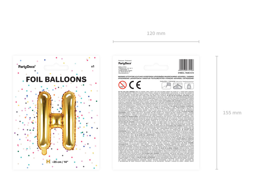 Ballon aluminium lettre H doré