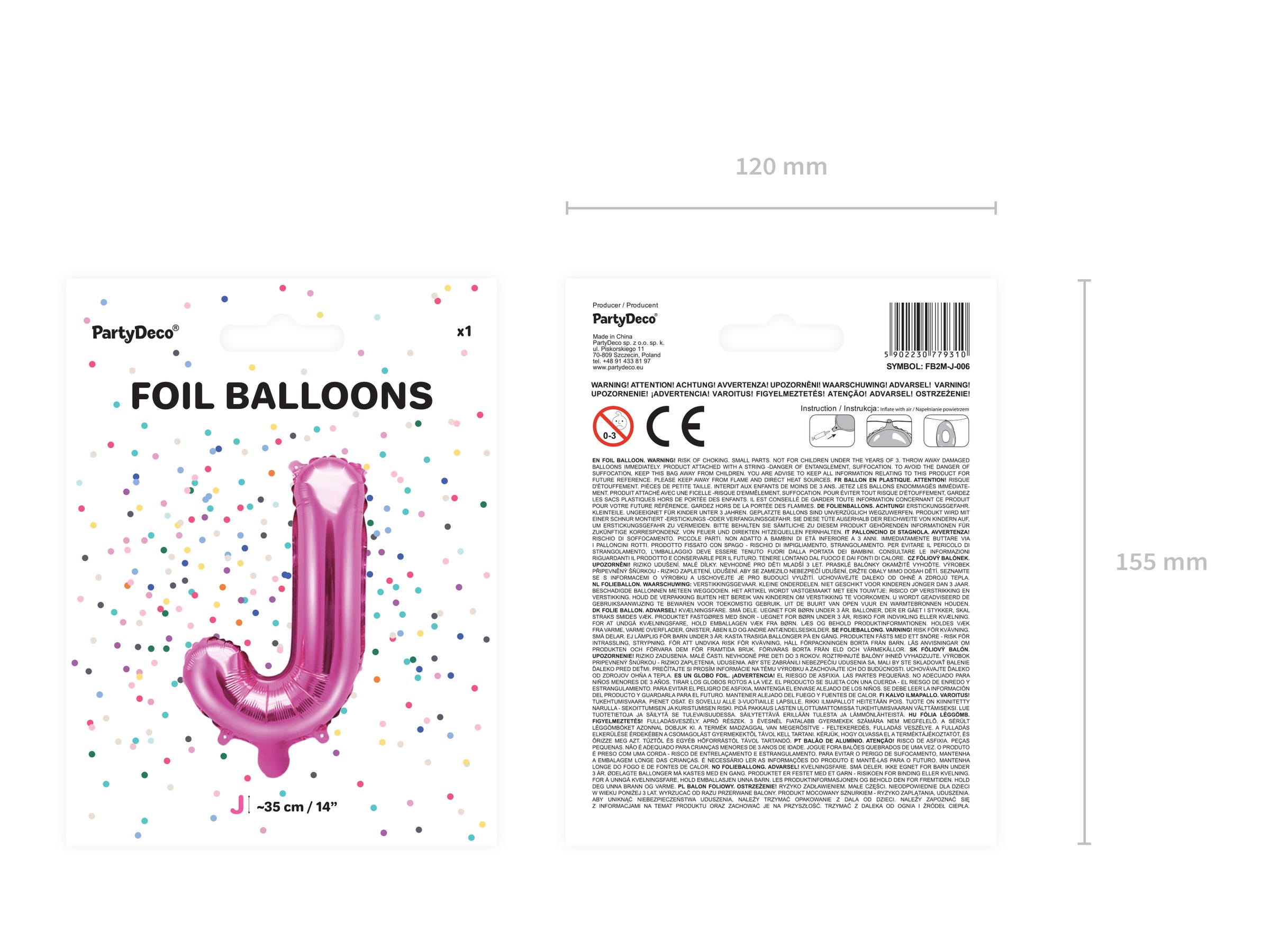Ballon aluminium lettre J rose foncé