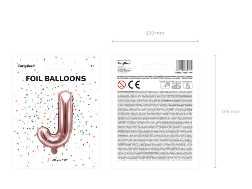 Ballon aluminium lettre J rose gold