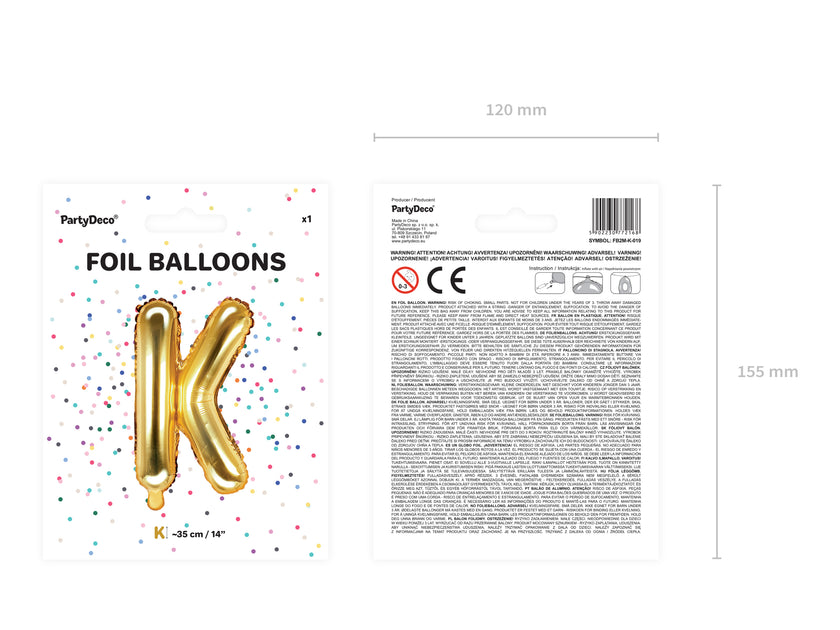 Ballon aluminium lettre K doré