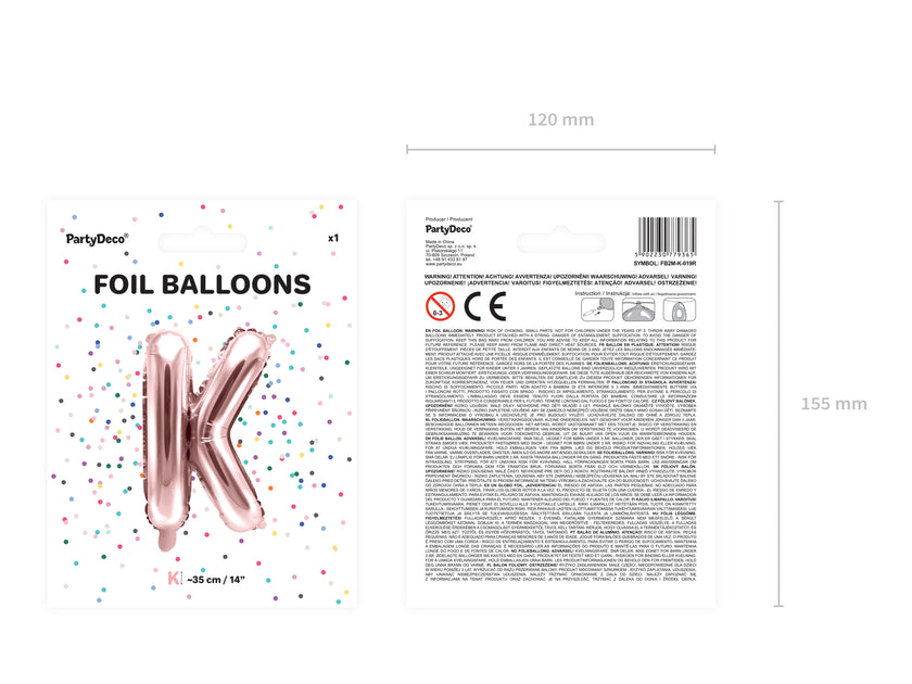 Ballon aluminium lettre K rose gold