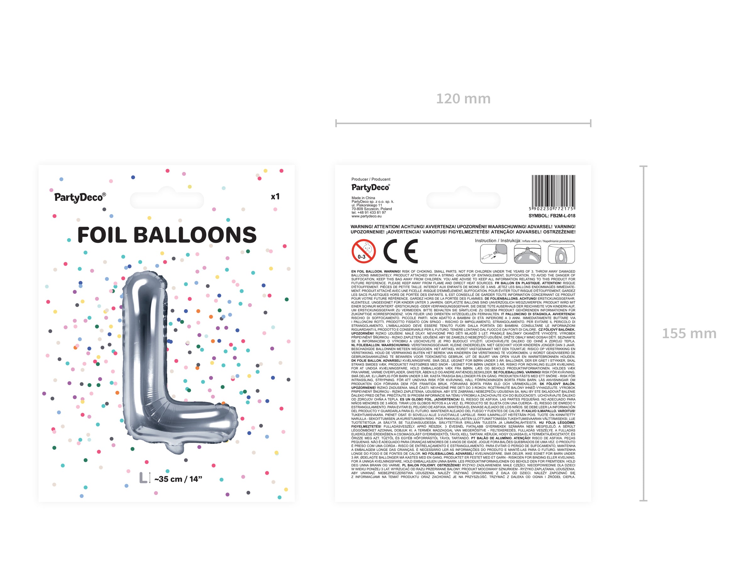 Ballon aluminium lettre L argenté