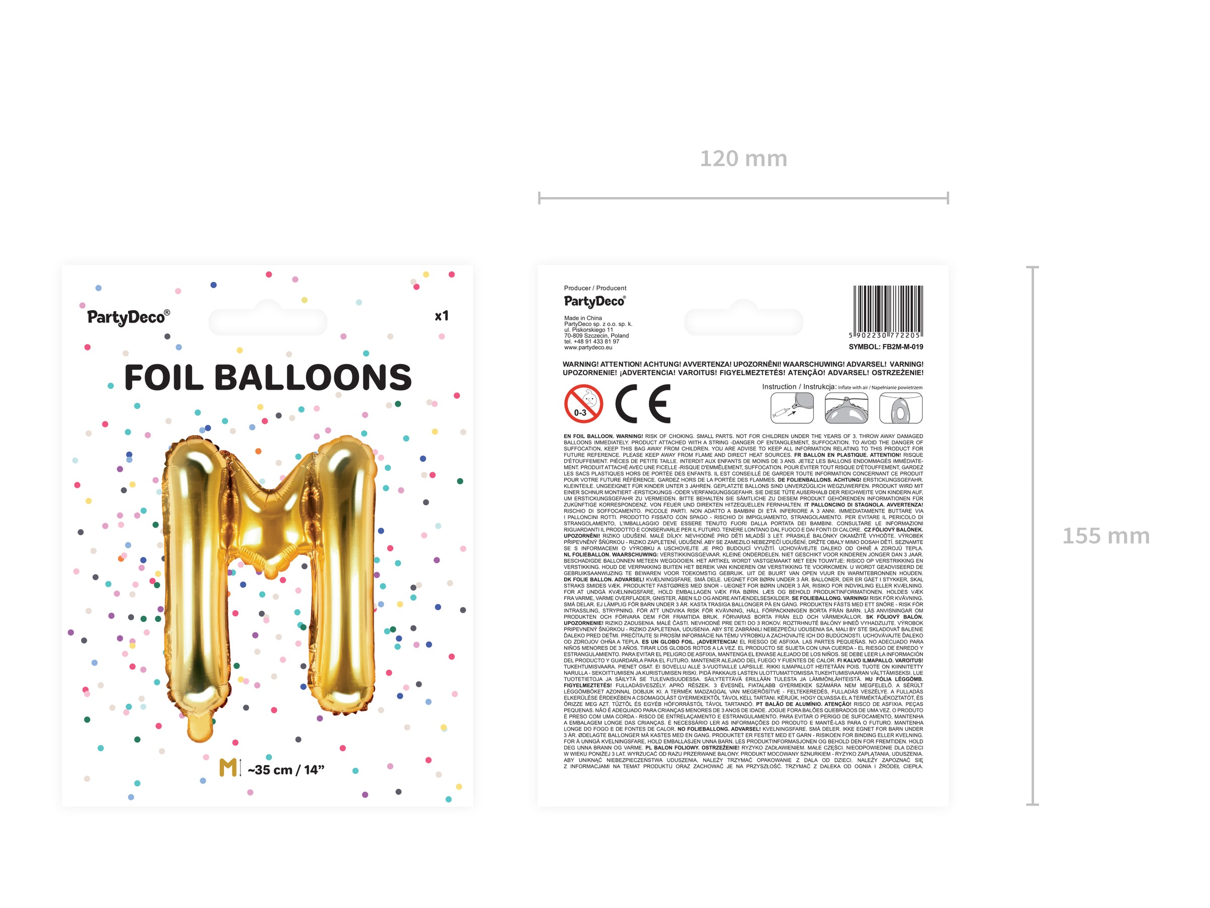 Ballon aluminium lettre M doré