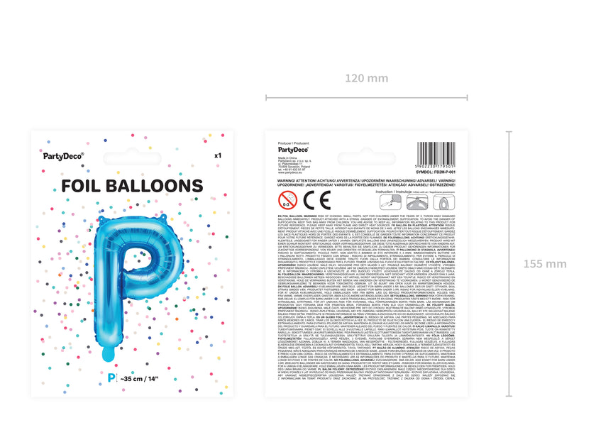 Ballon aluminium lettre P bleu