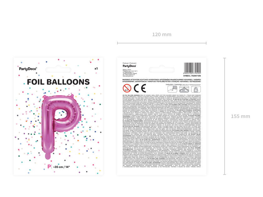 Ballon aluminium lettre P rose foncé
