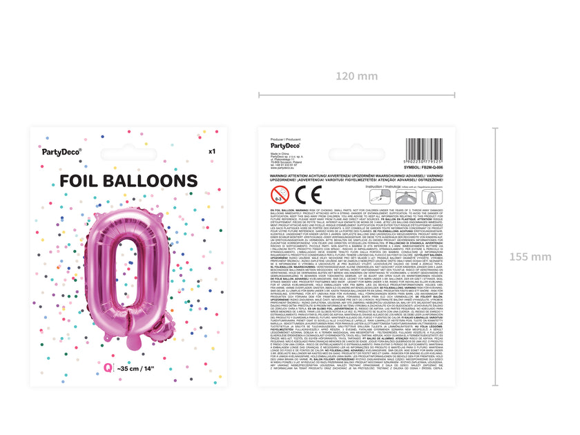 Ballon aluminium lettre Q rose foncé