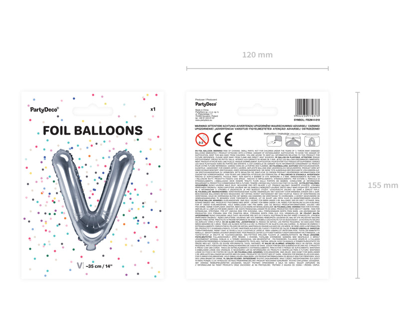 Ballon aluminium lettre V argenté (35cm)