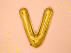 Ballon aluminium lettre V doré (35cm)