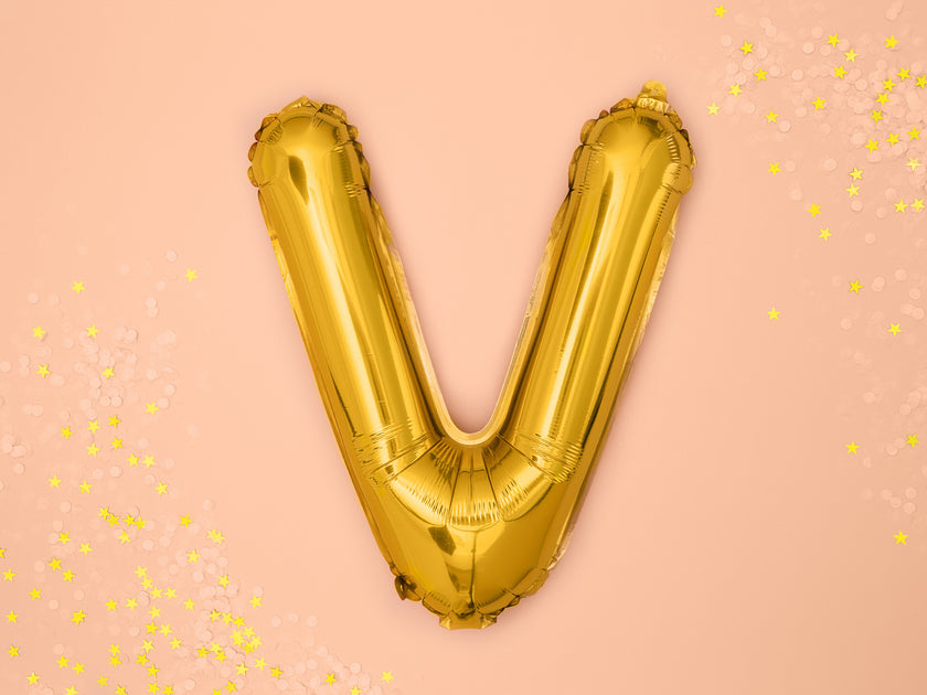 Ballon aluminium lettre V doré (35cm)