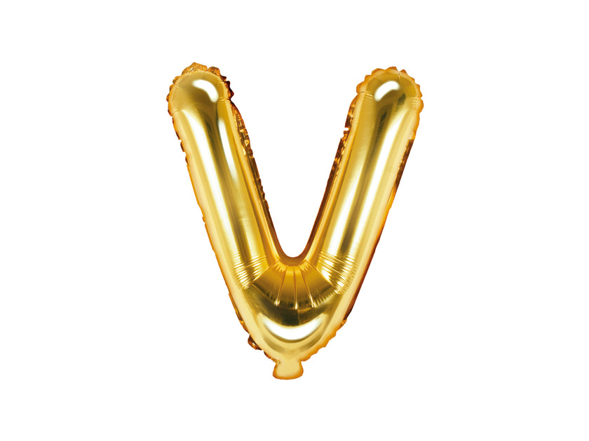 Ballon aluminium lettre V doré (35cm)