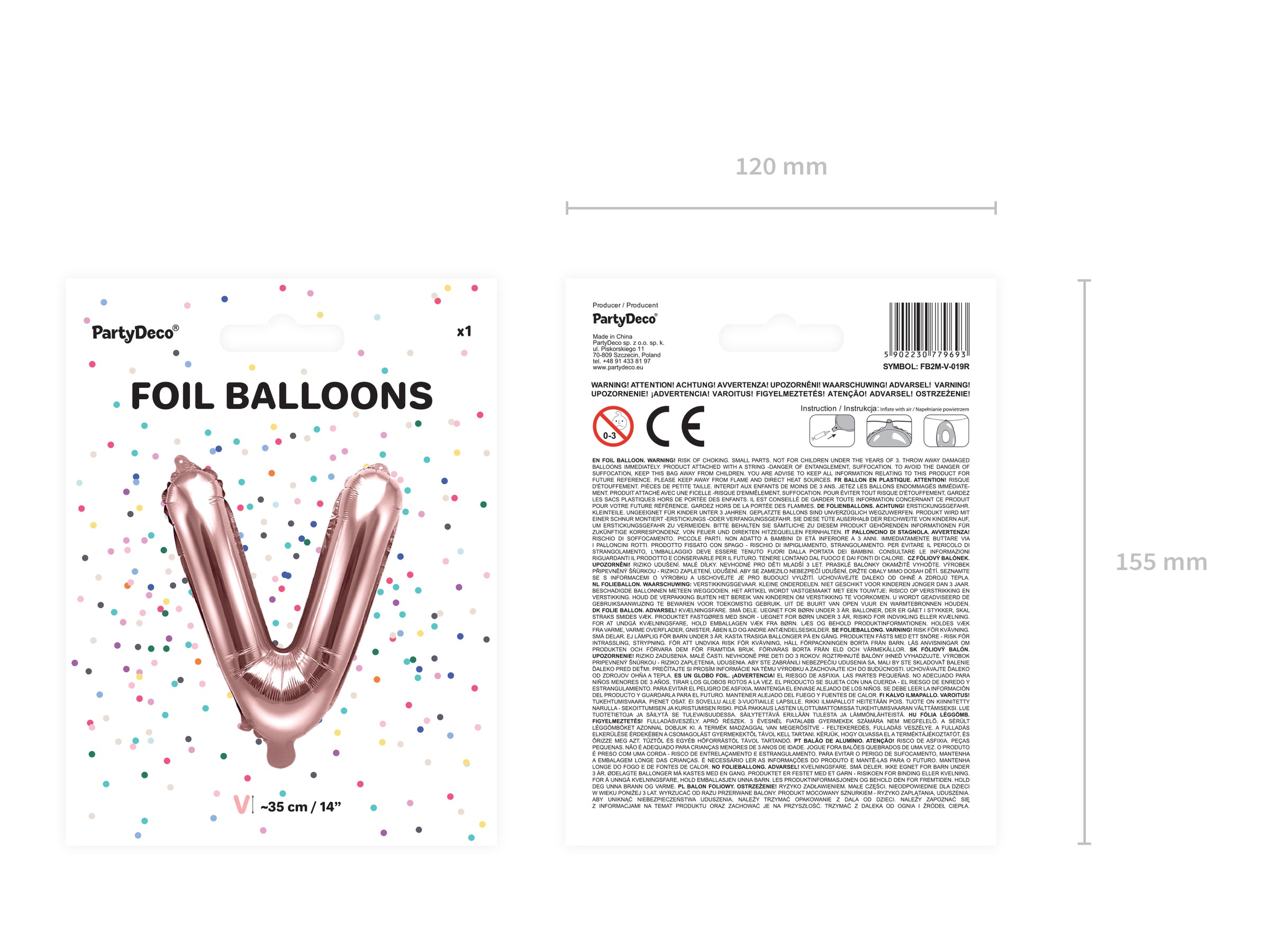 Ballon aluminium lettre V rose gold (35cm)