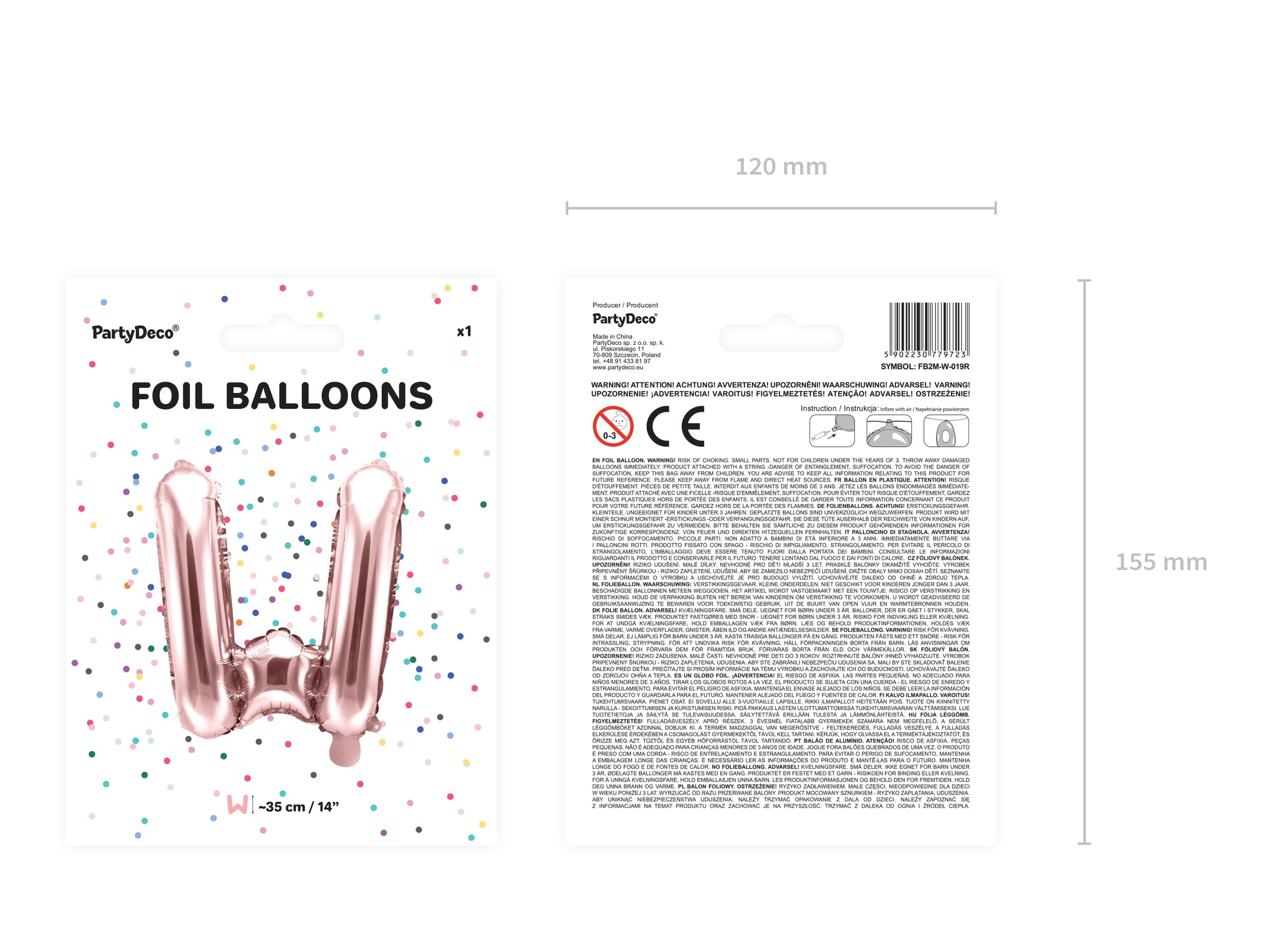Ballon aluminium lettre W rose gold (35cm)