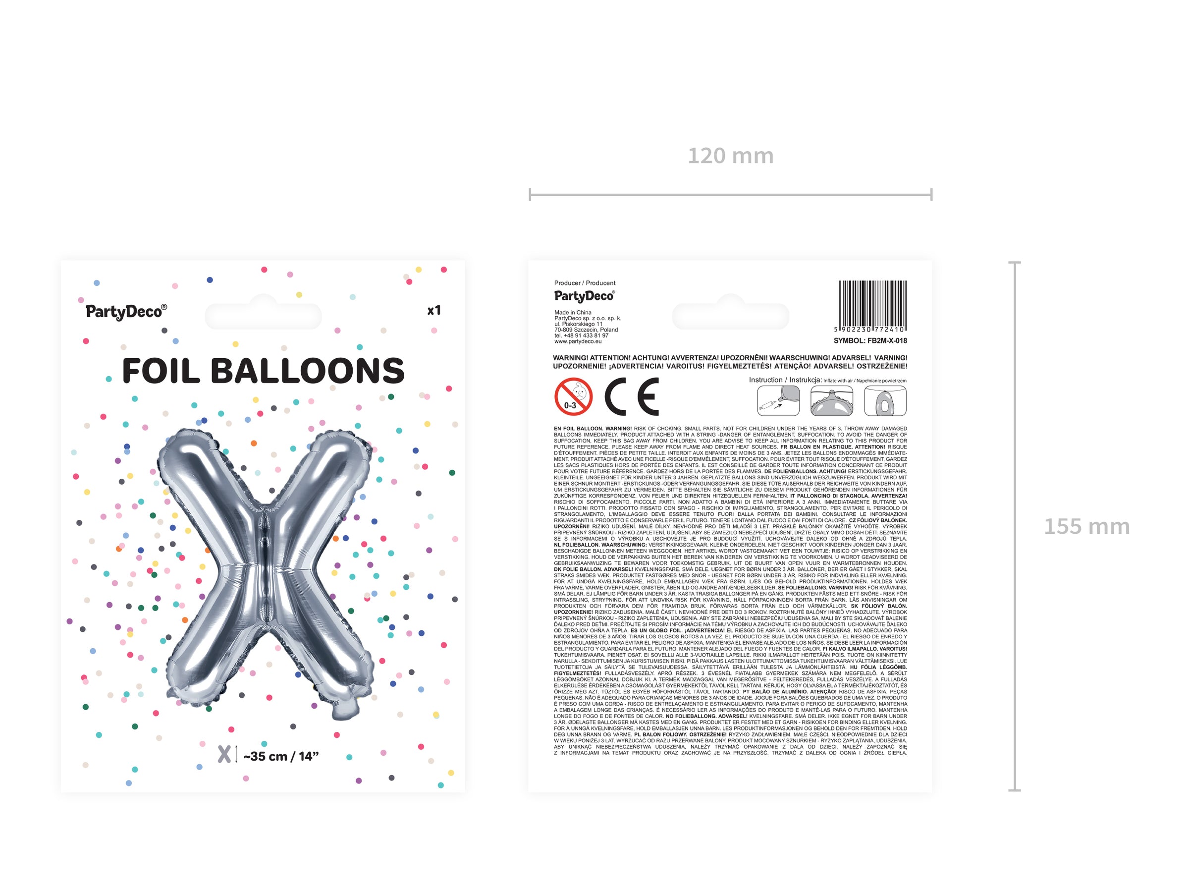 Ballon aluminium lettre X argenté (35cm)