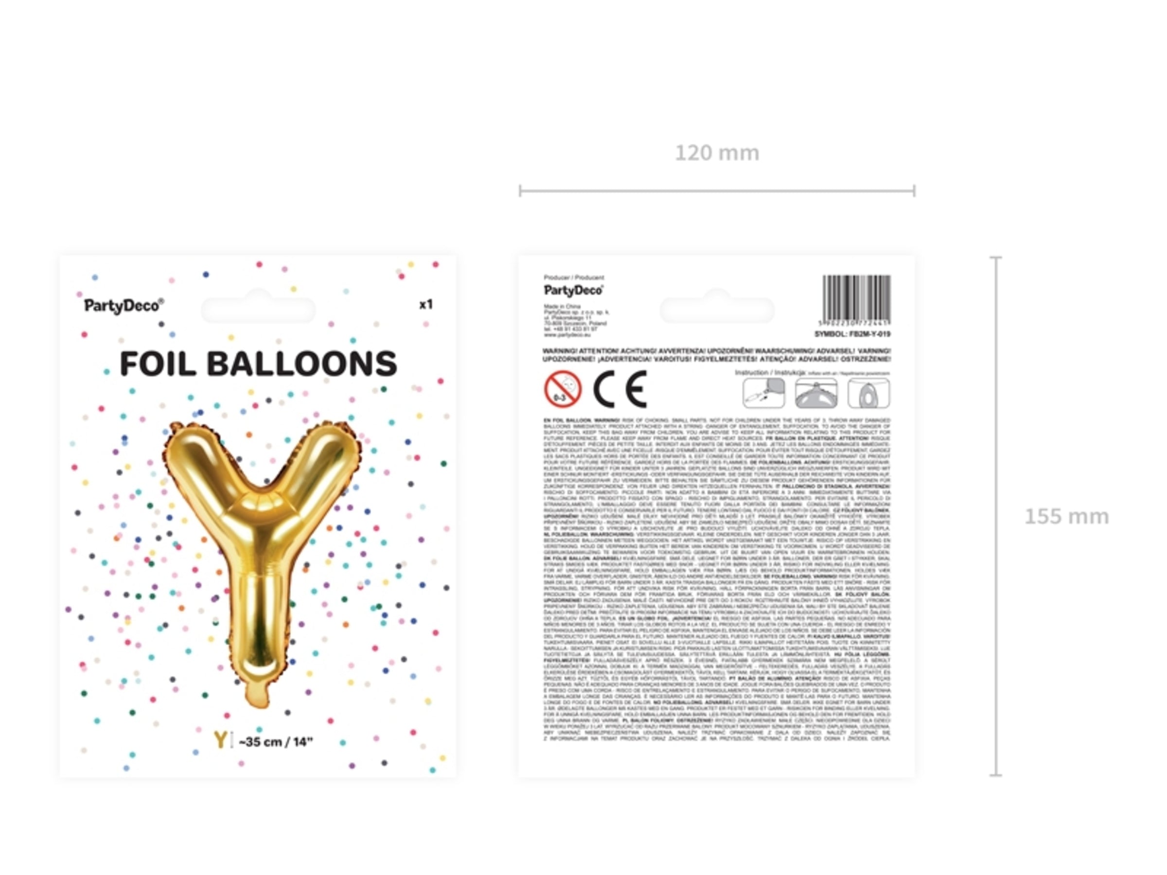 Ballon aluminium lettre Y doré (35cm)