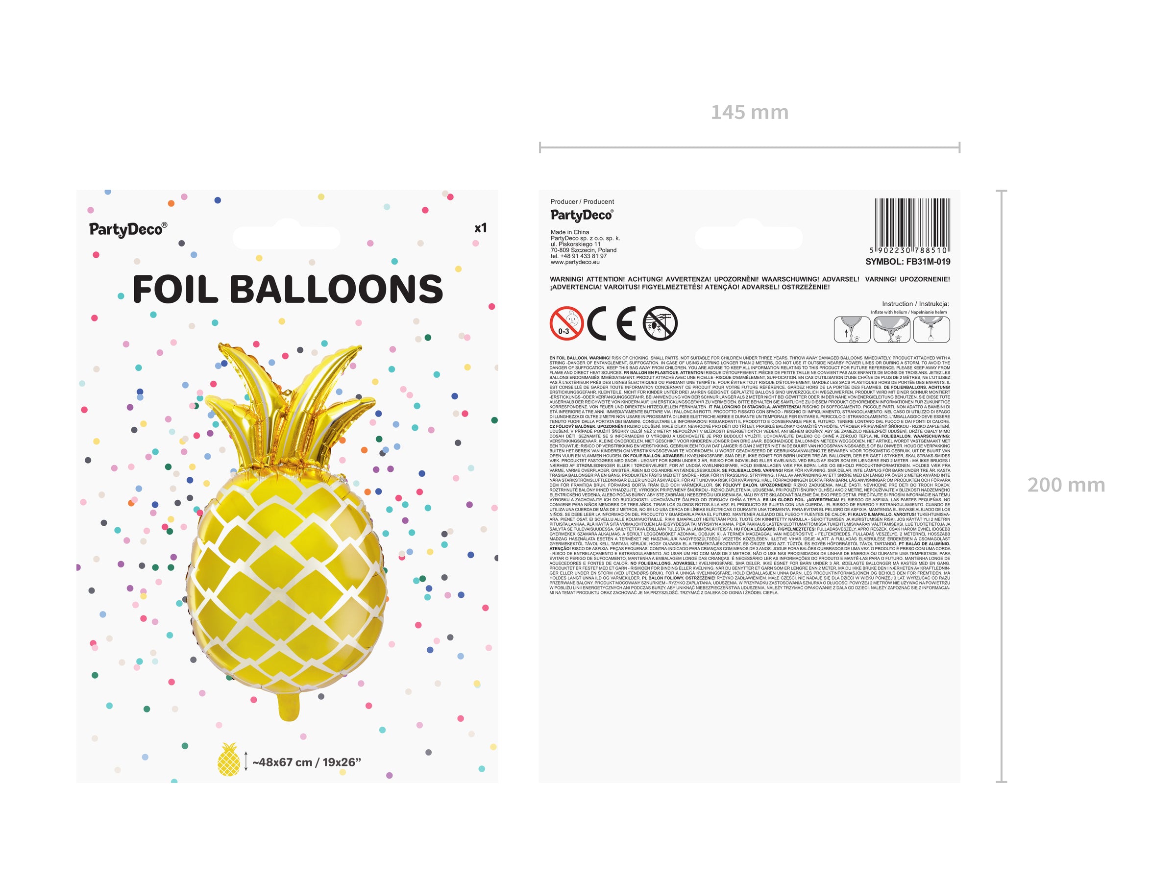 Ballon aluminium ananas doré - Aloha Turquoise