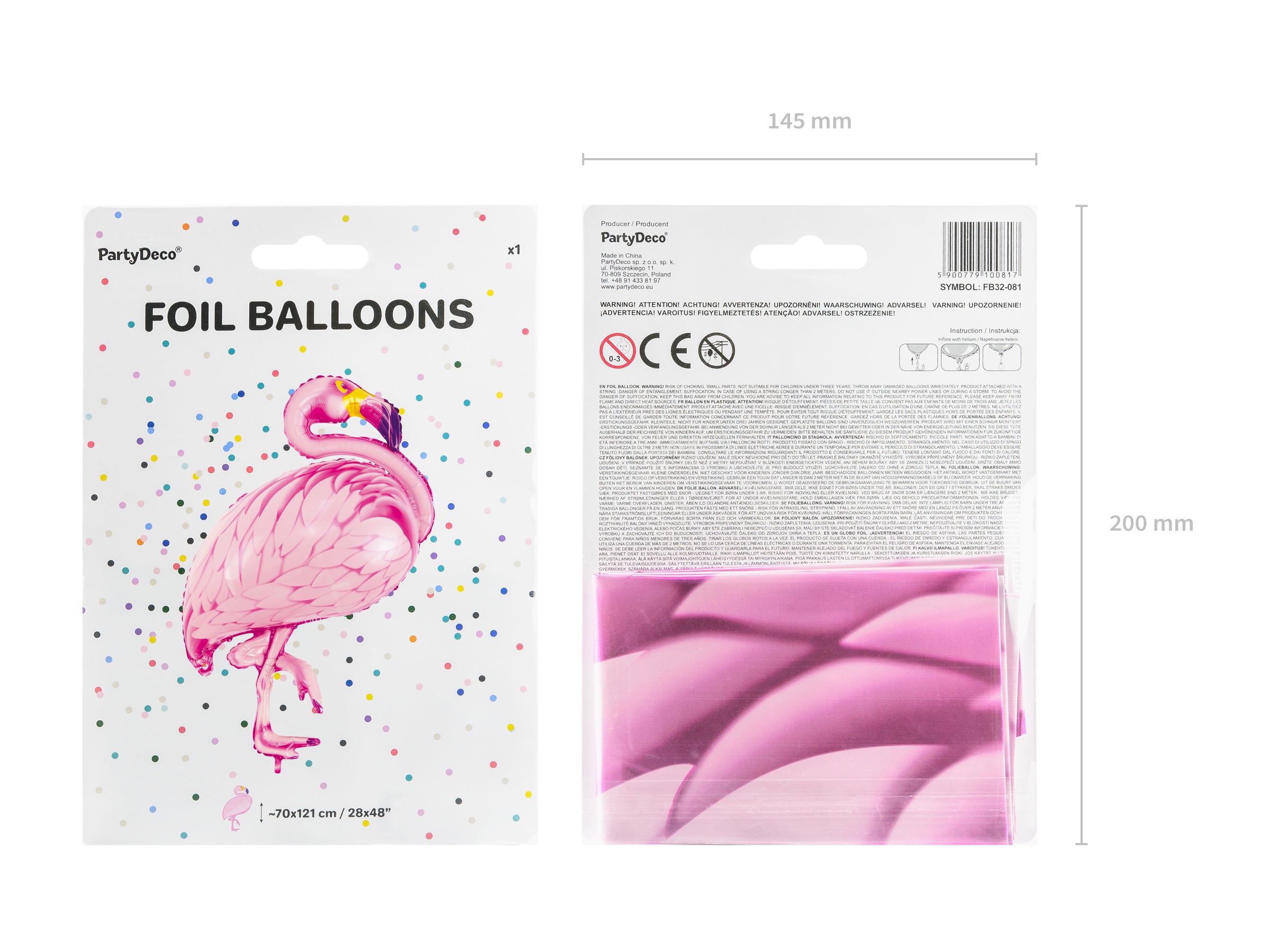 Ballon aluminium flamant rose - Aloha Turquoise